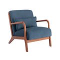 Fauteuil d'appoint en velours côtelé avec coussin et cadre en bois d'hévéa