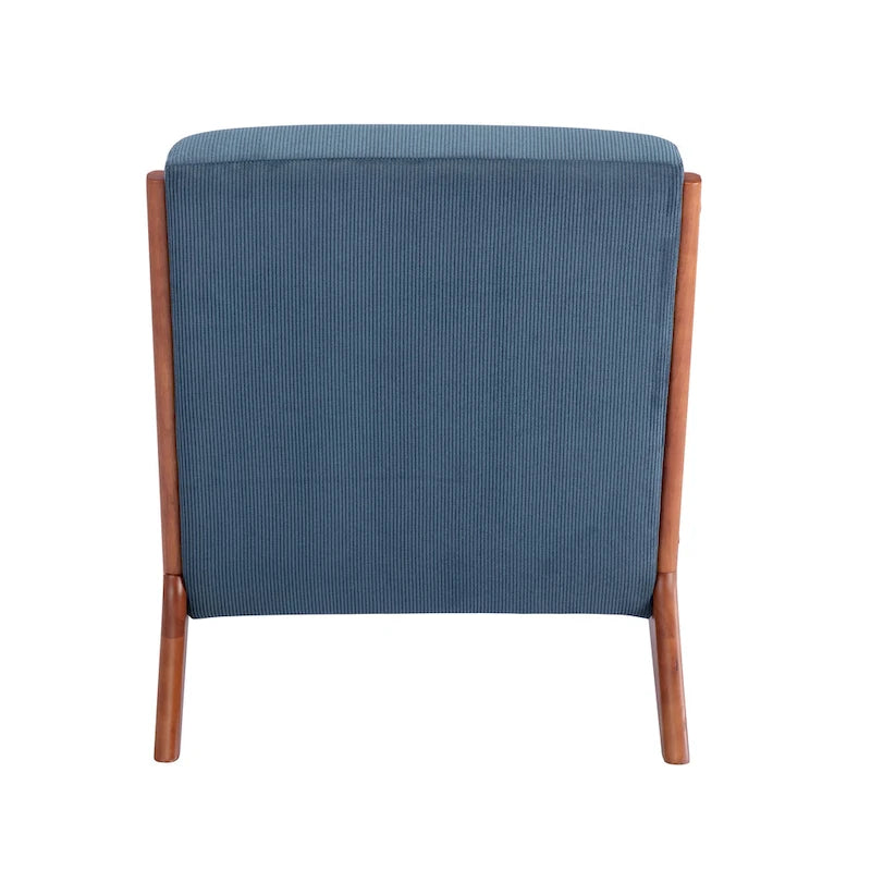 Fauteuil d'appoint en velours côtelé avec coussin et cadre en bois d'hévéa