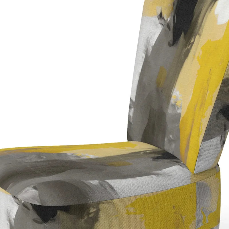 Fauteuil d'appoint abstrait en tissu gris vif et jaune moutarde
