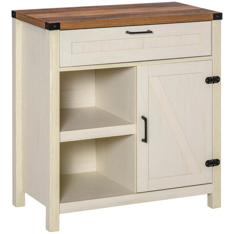Meuble de rangement rustique avec porte de grange / Buffet bahut de style ferme moderne pour cuisine et salle à manger