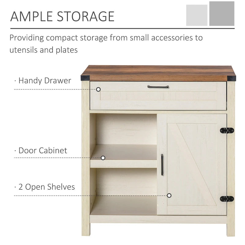 Meuble de rangement rustique avec porte de grange / Buffet bahut de style ferme moderne pour cuisine et salle à manger