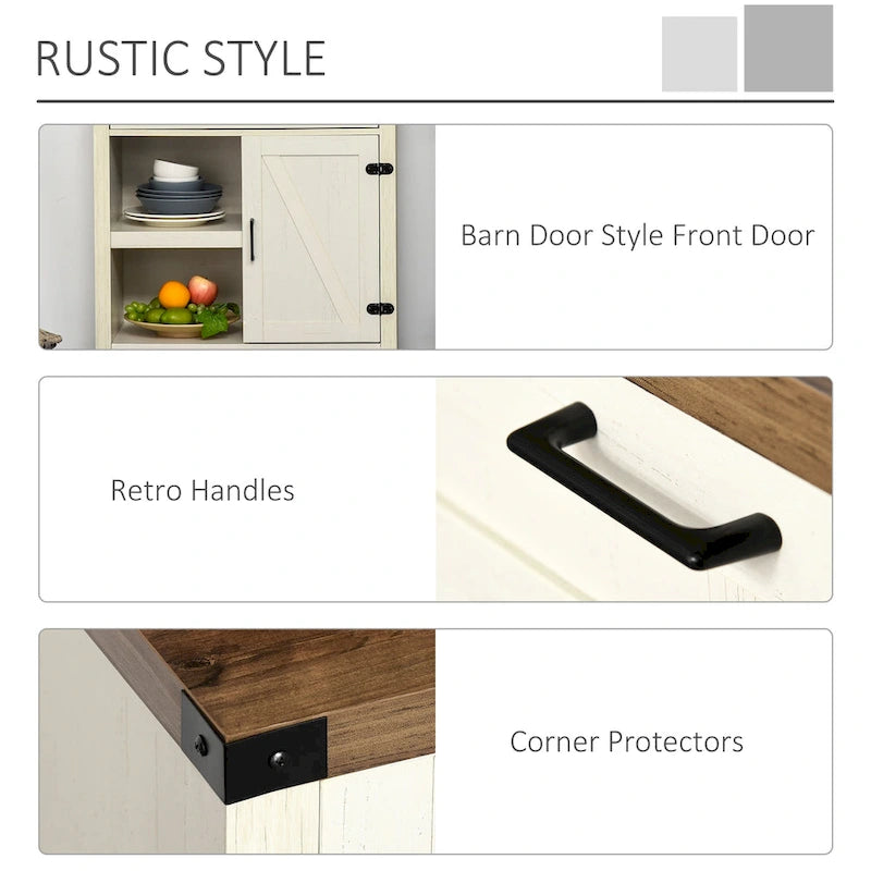 Meuble de rangement rustique avec porte de grange / Buffet bahut de style ferme moderne pour cuisine et salle à manger