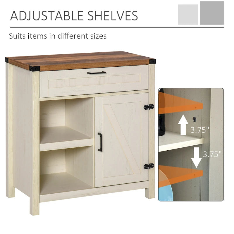 Meuble de rangement rustique avec porte de grange / Buffet bahut de style ferme moderne pour cuisine et salle à manger
