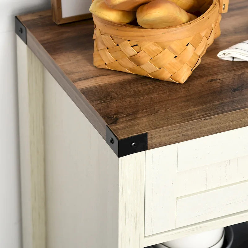 Meuble de rangement rustique avec porte de grange / Buffet bahut de style ferme moderne pour cuisine et salle à manger