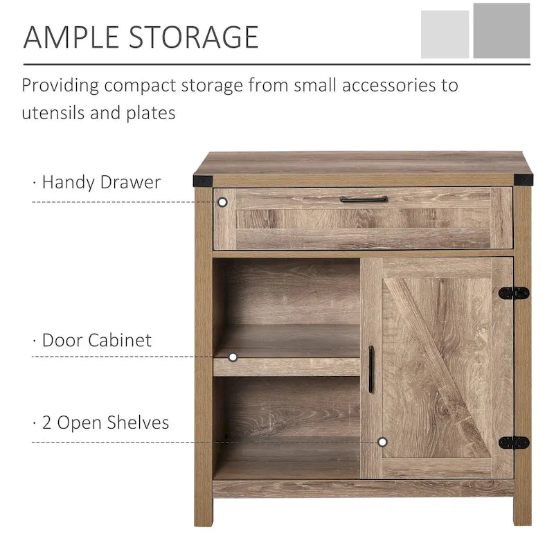 Meuble de rangement rustique avec porte de grange / Buffet bahut de style ferme moderne pour cuisine et salle à manger
