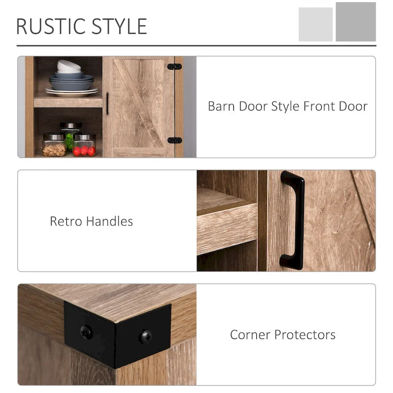Meuble de rangement rustique avec porte de grange / Buffet bahut de style ferme moderne pour cuisine et salle à manger