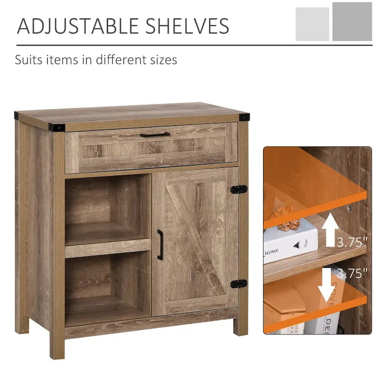 Meuble de rangement rustique avec porte de grange / Buffet bahut de style ferme moderne pour cuisine et salle à manger