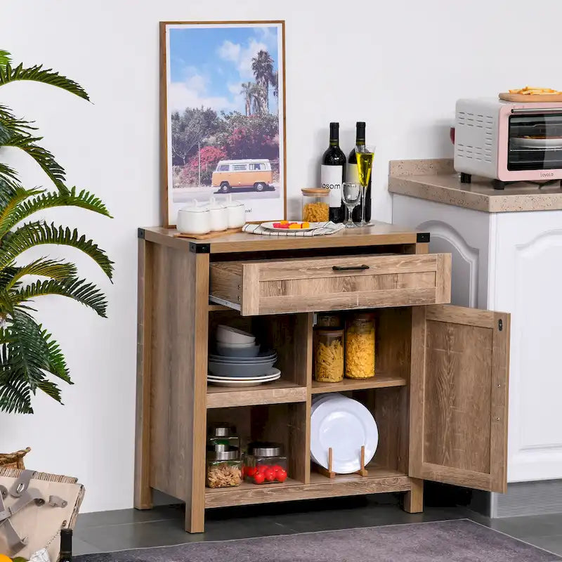 Meuble de rangement rustique avec porte de grange / Buffet bahut de style ferme moderne pour cuisine et salle à manger