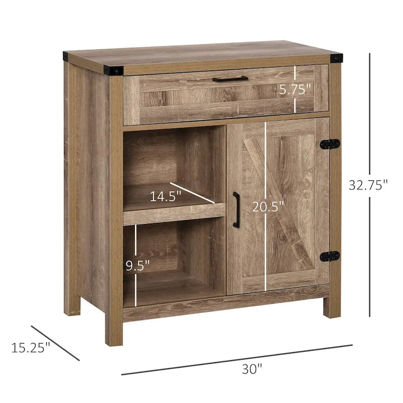 Meuble de rangement rustique avec porte de grange / Buffet bahut de style ferme moderne pour cuisine et salle à manger