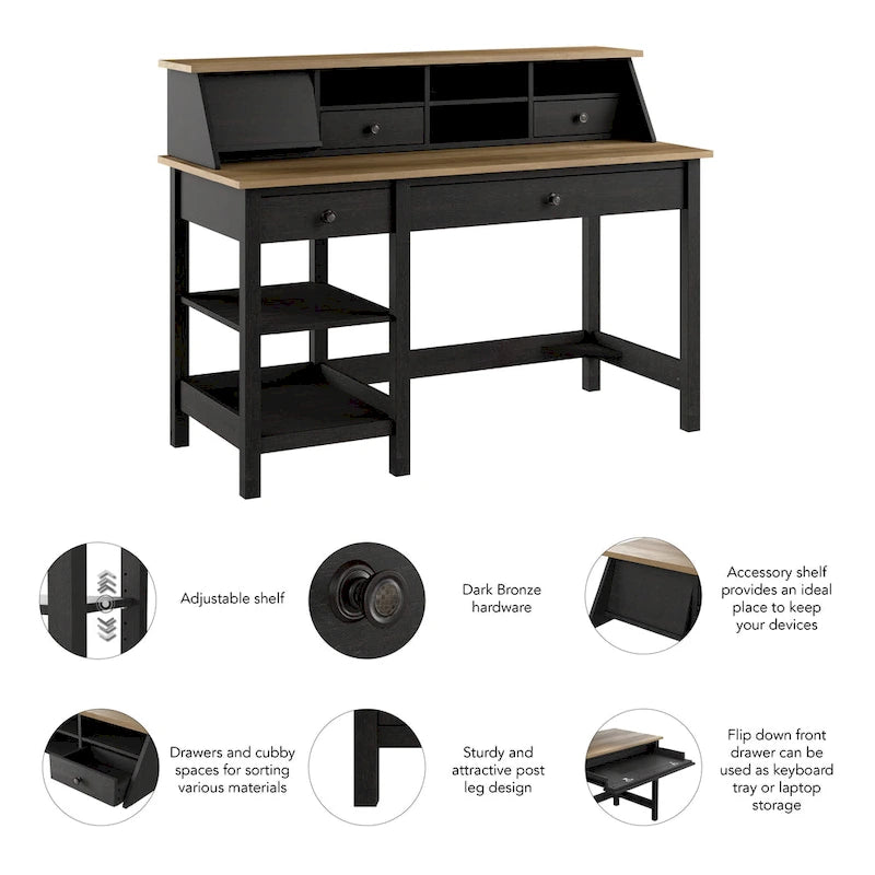 Bureau informatique de 54 po avec organisateur de bureau