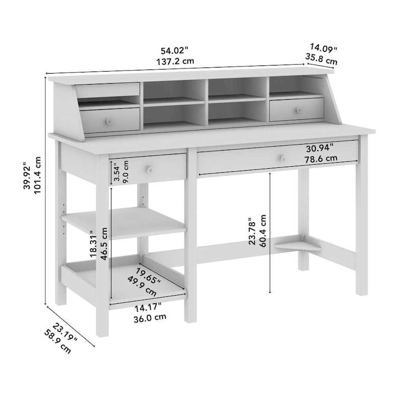 Bureau informatique de 54 po avec organisateur de bureau
