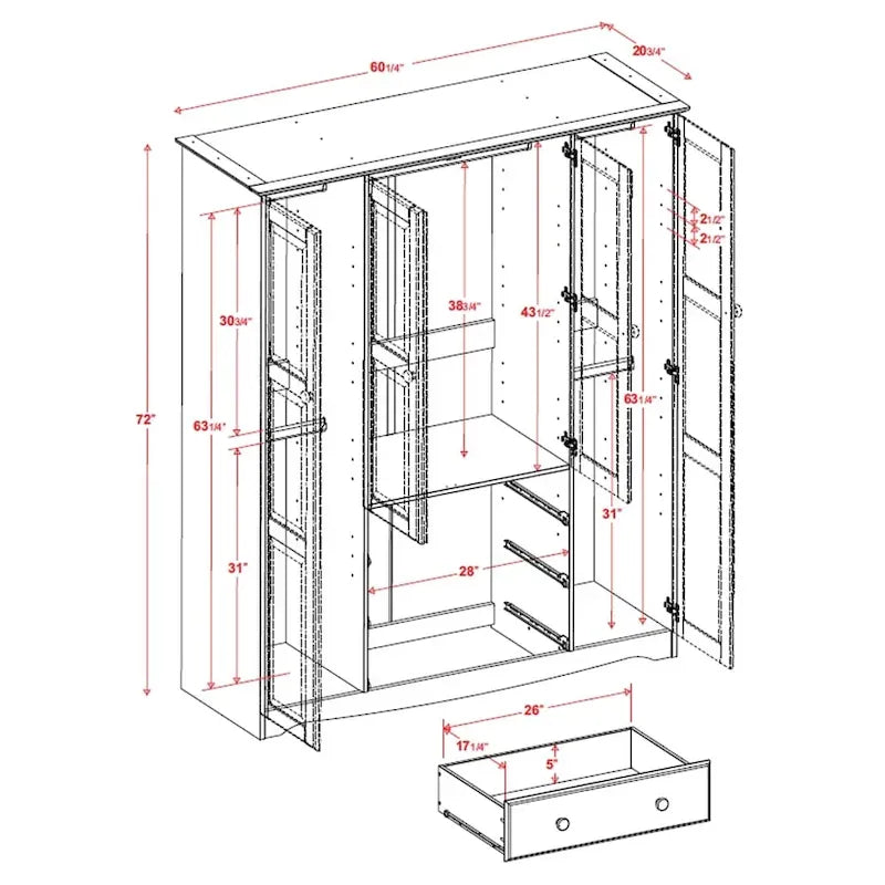 Garde-robe familiale avec commode, Java