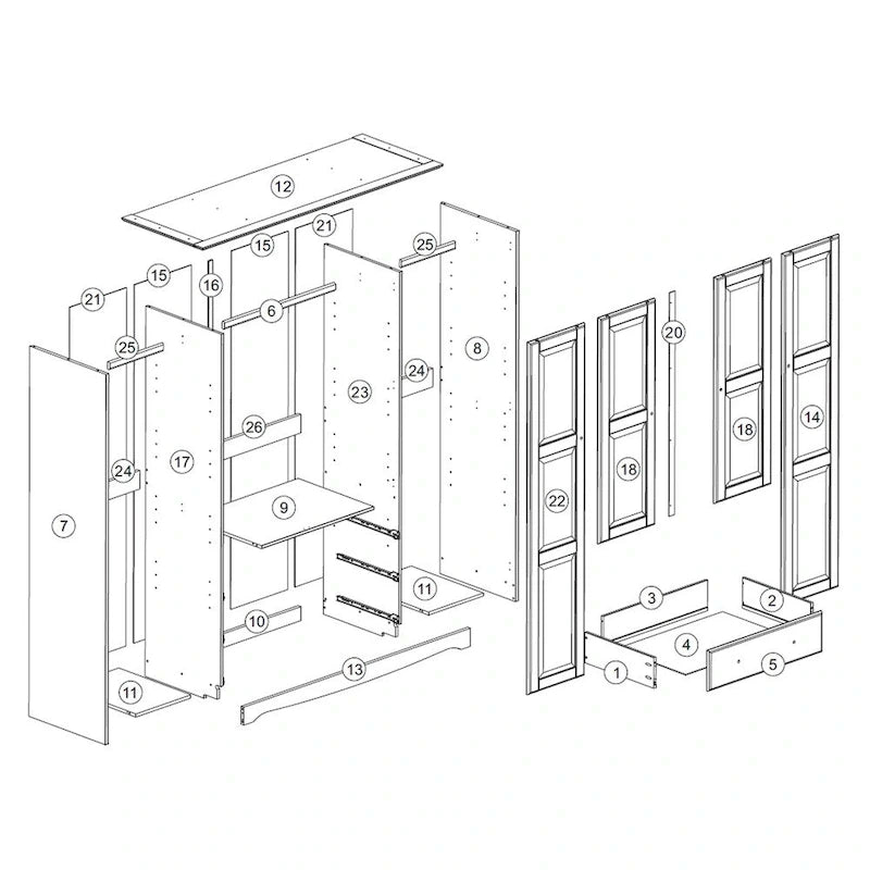 Garde-robe familiale avec commode, Java