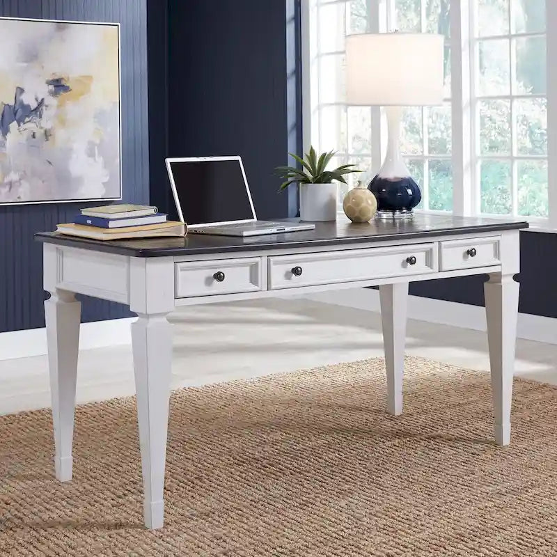 Bureau d'écriture brossé blanc charbon de bois