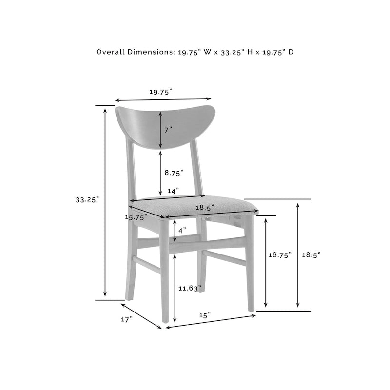 Chaises de salle à manger en bois (lot de 2) avec assise rembourrée – H 84,5 cm x L 50 cm x P 50 cm