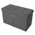 Banc de rangement pour chaussures rembourré avec pouf, gris moderne
