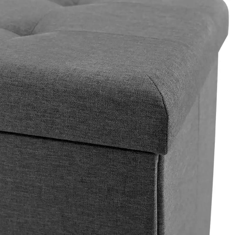 Banc de rangement pour chaussures rembourré avec pouf, gris moderne