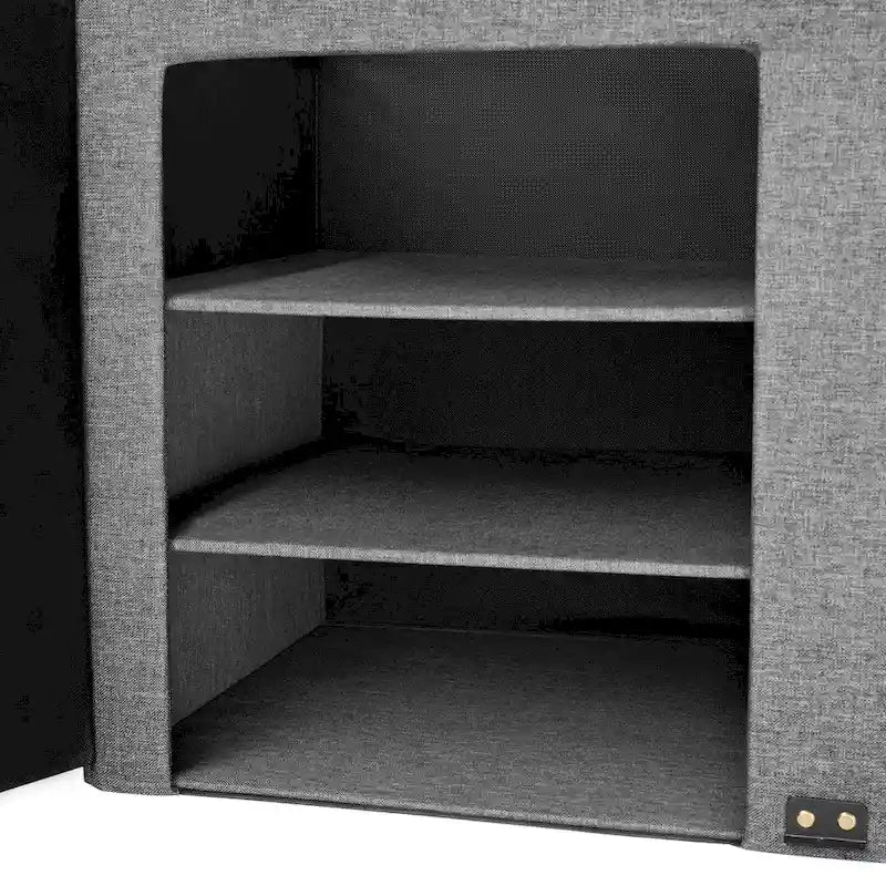 Banc de rangement pour chaussures rembourré avec pouf, gris moderne