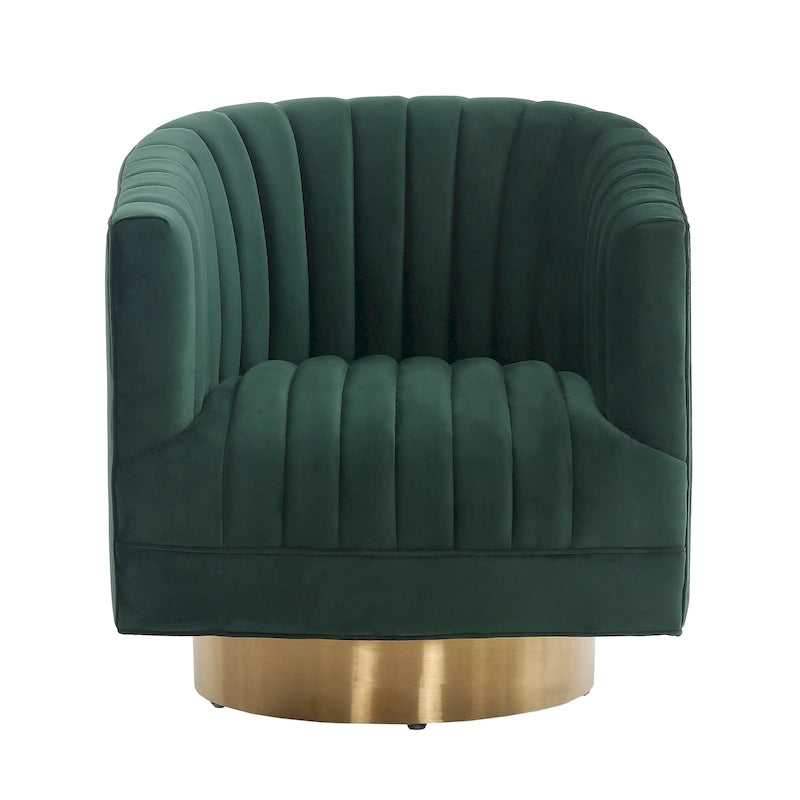 Fauteuil pivotant en forme de tonneau avec capitonnage en canaux - 71 cm (L) x 79 cm (P) x 76 cm (H)