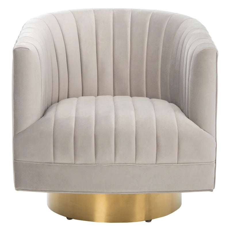 Fauteuil pivotant en forme de tonneau avec capitonnage en canaux - 71 cm (L) x 79 cm (P) x 76 cm (H)
