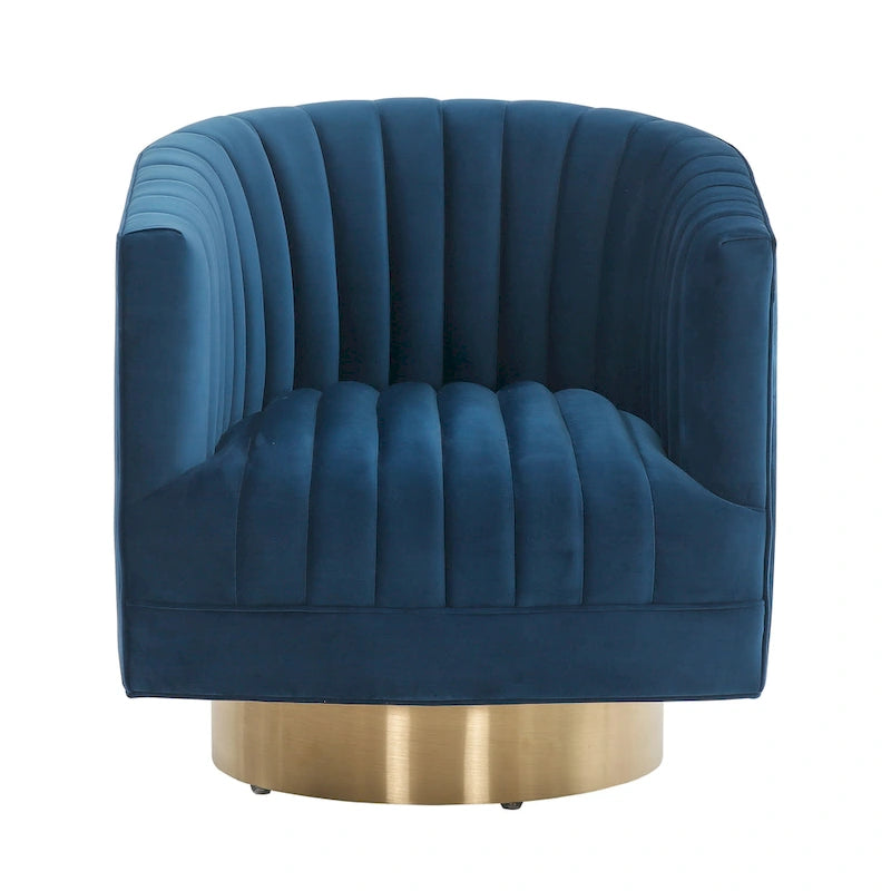 Fauteuil pivotant en forme de tonneau avec capitonnage en canaux - 71 cm (L) x 79 cm (P) x 76 cm (H)