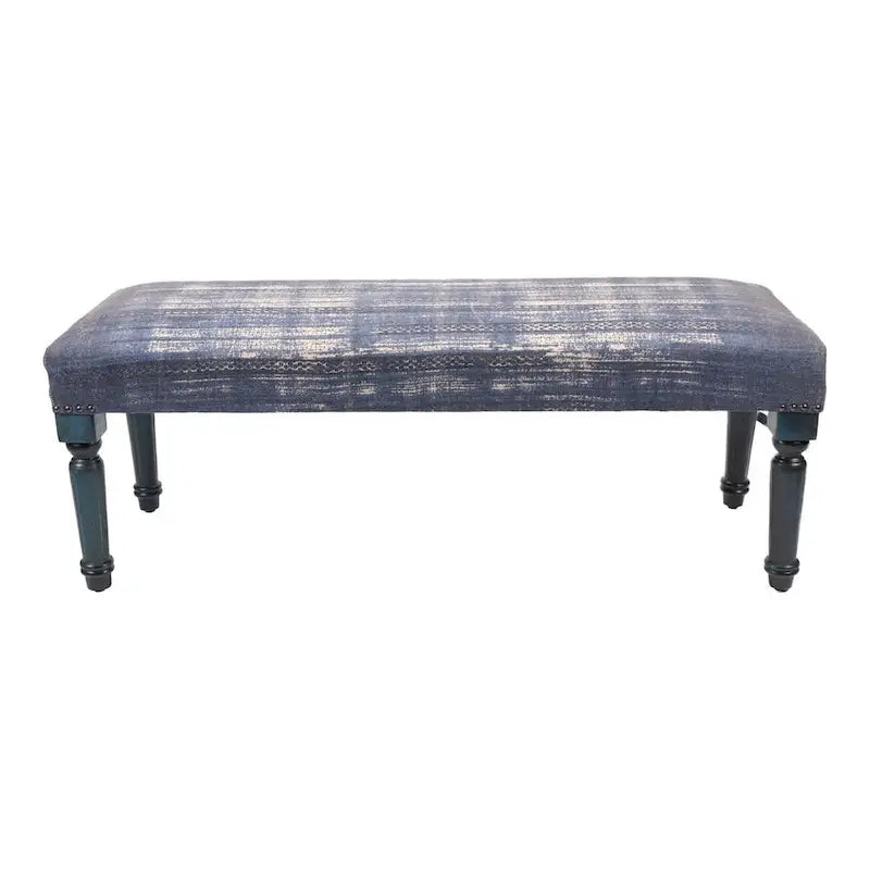 Banc rectangulaire bleu vieilli antique 47