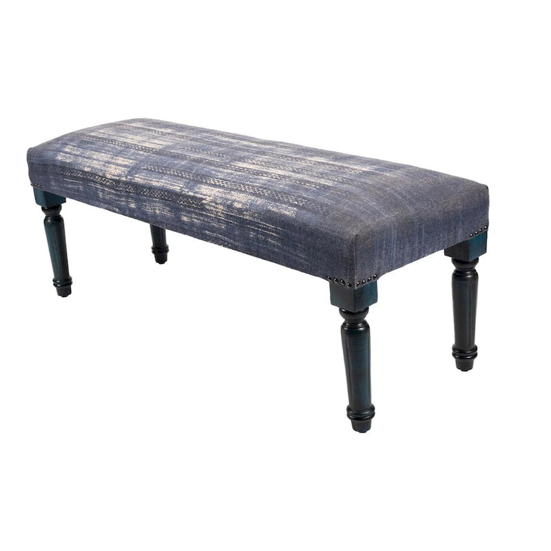 Banc rectangulaire bleu vieilli antique 47