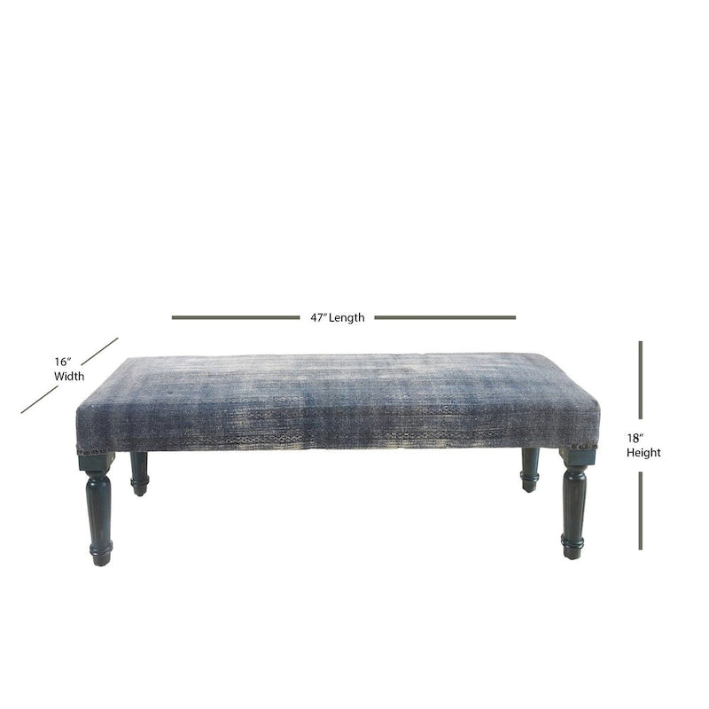 Banc rectangulaire bleu vieilli antique 47