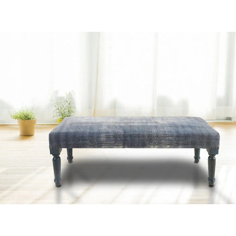 Banc rectangulaire bleu vieilli antique 47