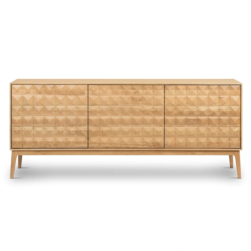 Buffet Mid-Century Moderne avec façade en bois pyramidale