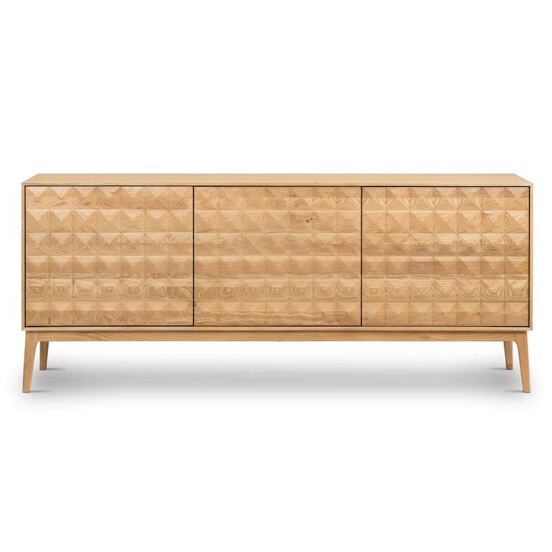 Buffet Mid-Century Moderne avec façade en bois pyramidale