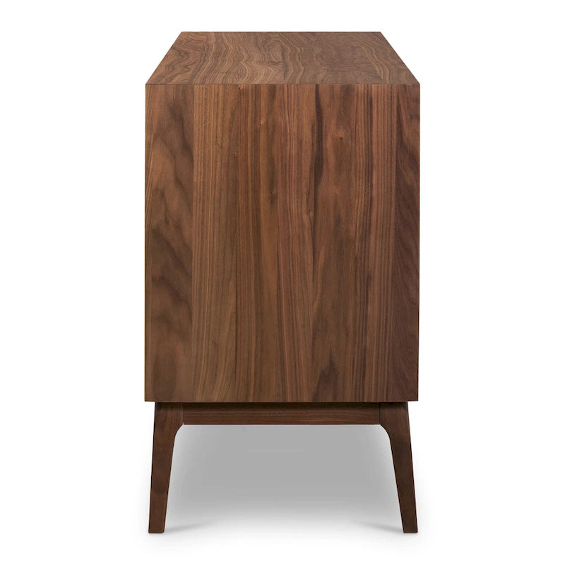 Buffet Mid-Century Moderne avec façade en bois pyramidale