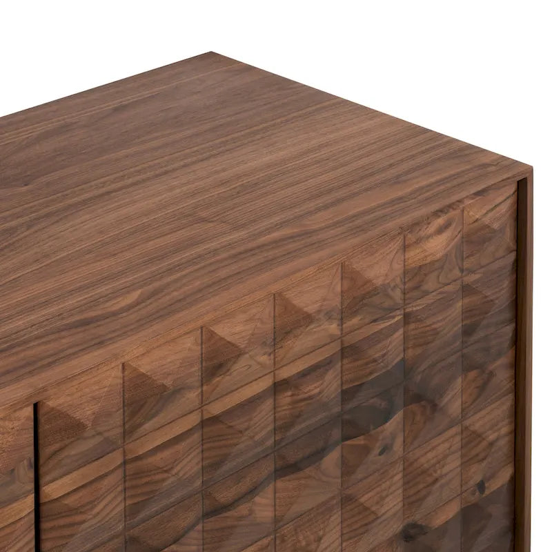 Buffet Mid-Century Moderne avec façade en bois pyramidale