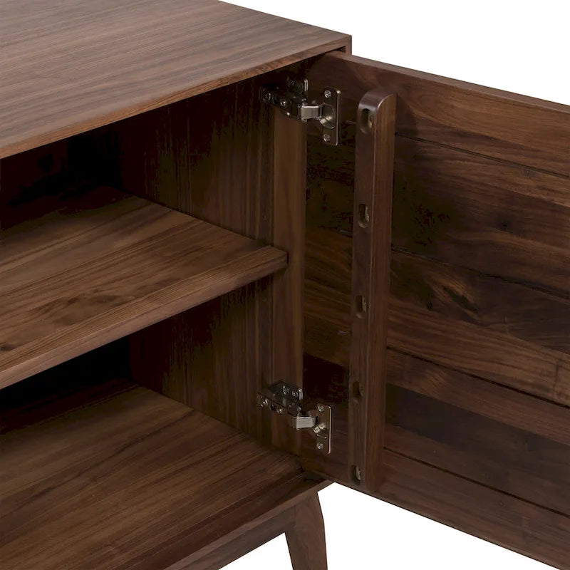 Buffet Mid-Century Moderne avec façade en bois pyramidale