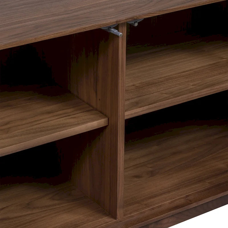 Buffet Mid-Century Moderne avec façade en bois pyramidale