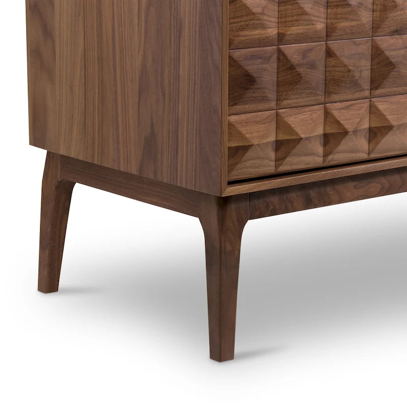 Buffet Mid-Century Moderne avec façade en bois pyramidale
