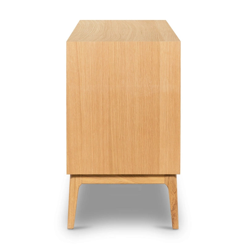 Buffet Mid-Century Moderne avec façade en bois pyramidale