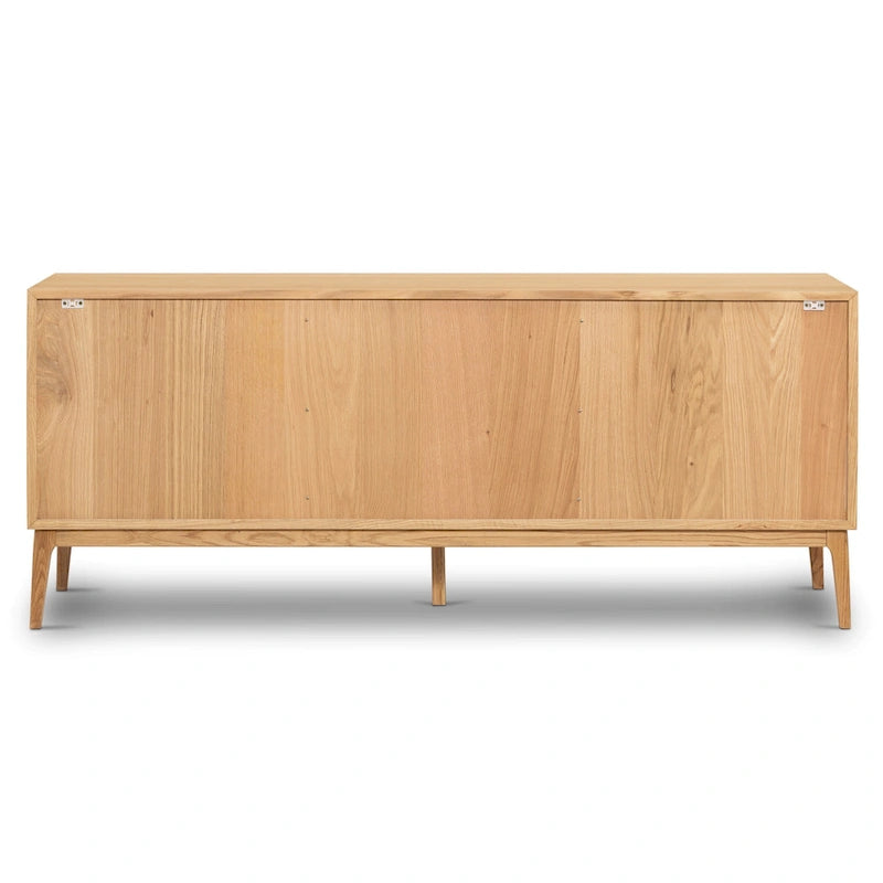 Buffet Mid-Century Moderne avec façade en bois pyramidale