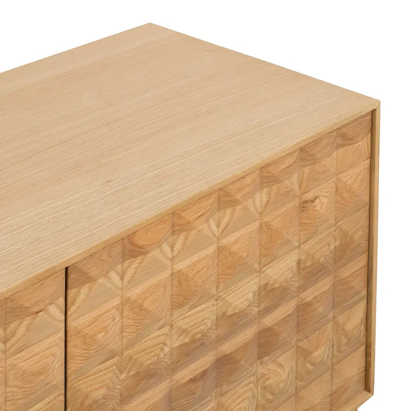 Buffet Mid-Century Moderne avec façade en bois pyramidale