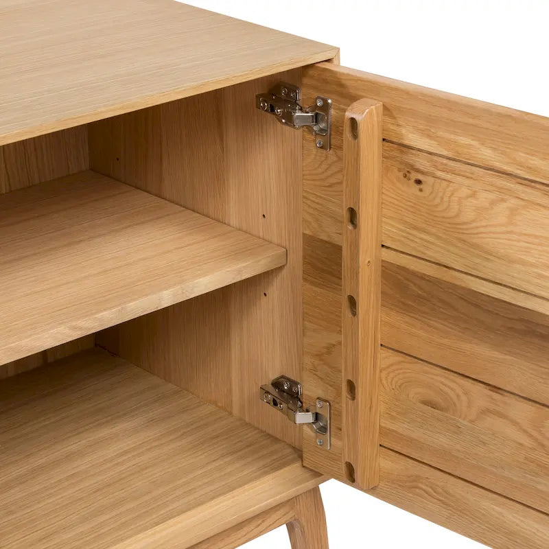 Buffet Mid-Century Moderne avec façade en bois pyramidale