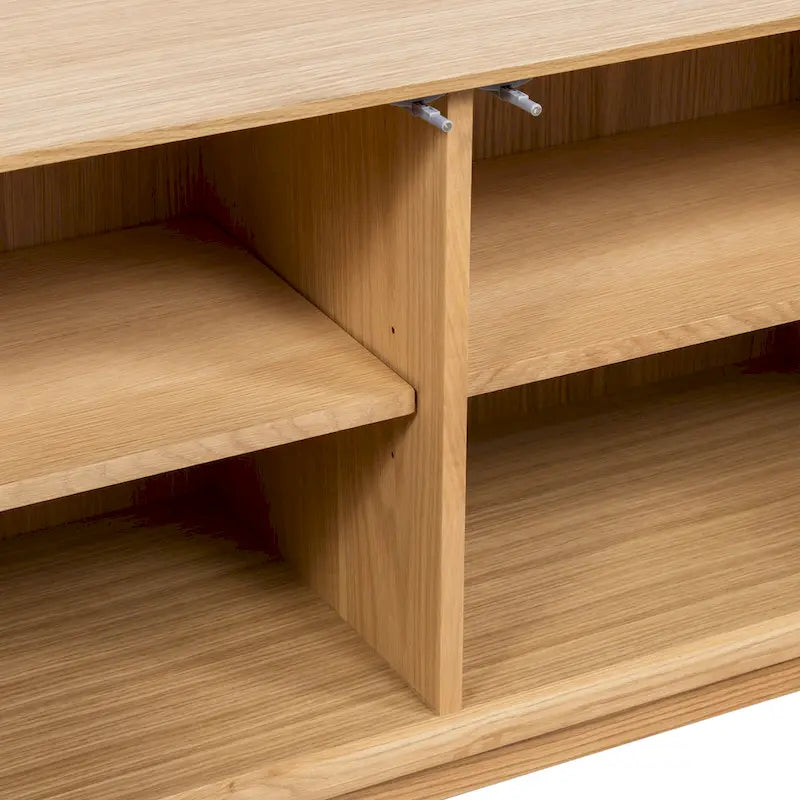 Buffet Mid-Century Moderne avec façade en bois pyramidale