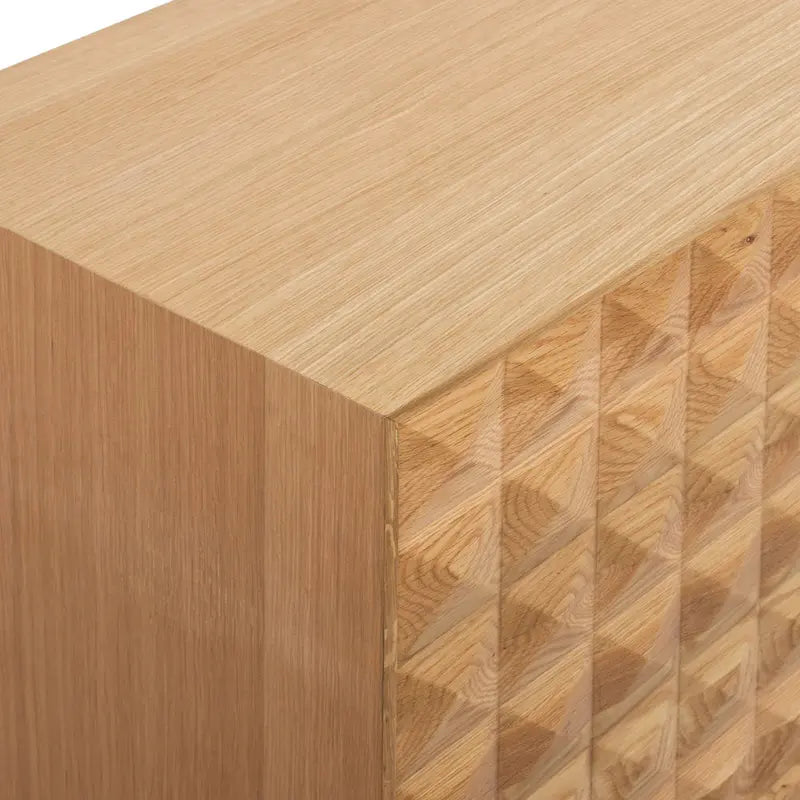 Buffet Mid-Century Moderne avec façade en bois pyramidale