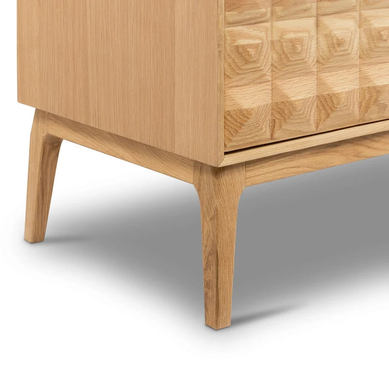 Buffet Mid-Century Moderne avec façade en bois pyramidale