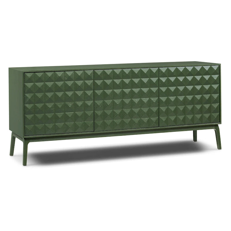 Buffet Mid-Century Moderne avec façade en bois pyramidale