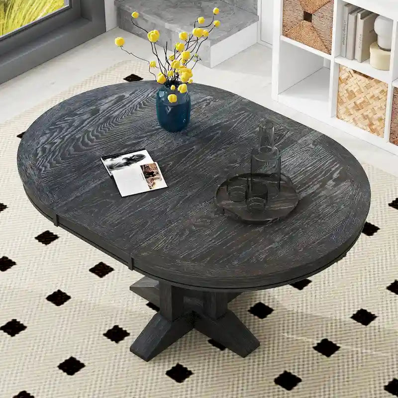 Table à manger de ferme Table ronde extensible pour la cuisine, la salle à manger