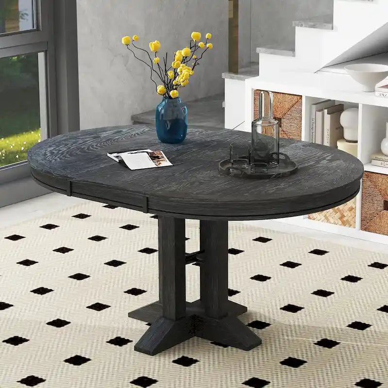 Table à manger de ferme Table ronde extensible pour la cuisine, la salle à manger