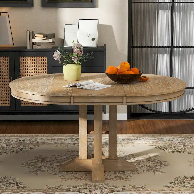 Table à manger de ferme Table ronde extensible pour la cuisine, la salle à manger
