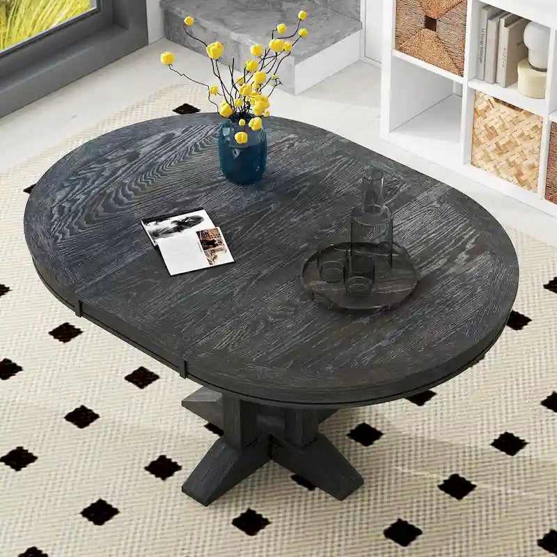 Table à manger de ferme Table ronde extensible pour la cuisine, la salle à manger