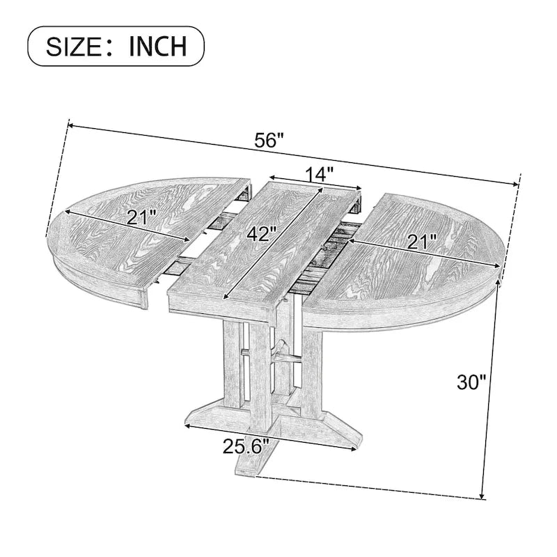 Table à manger de ferme Table ronde extensible pour la cuisine, la salle à manger