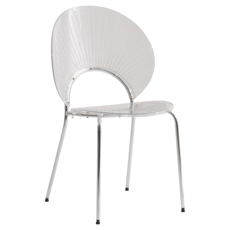 Chaise de salle à manger en plastique avec piètement chromé
